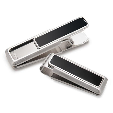 Stainless With Black Enamel Inlay Money Clip