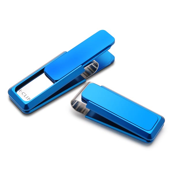 Blue Solid Slide Money Clip